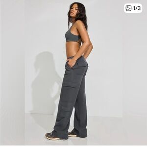 Garage Charcoal Wide-Leg Cargo Joggers